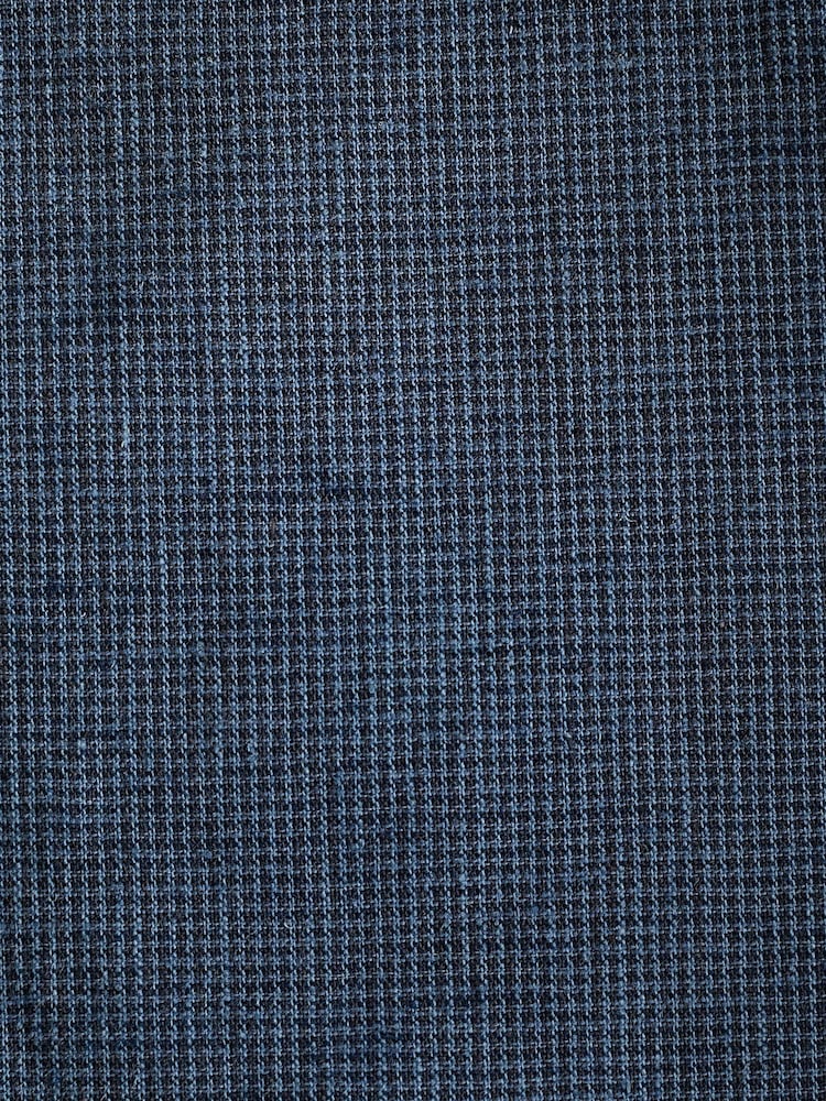 Blue Regular Fit Linen Puppytooth Suit: Trousers - Image 5 of 5