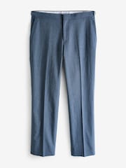 Blue Regular Fit Linen Puppytooth Suit: Trousers - Image 6 of 9