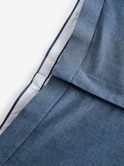 Blue Regular Fit Linen Puppytooth Suit: Trousers - Image 2 of 5