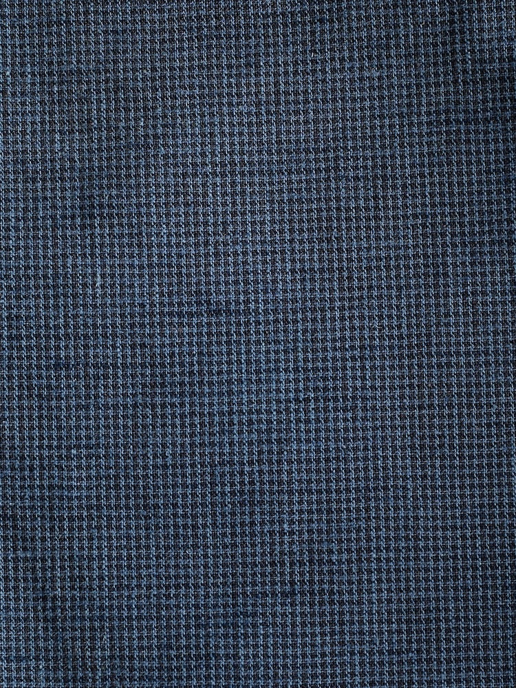 Blue Regular Fit Linen Puppytooth Suit: Trousers - Image 9 of 9