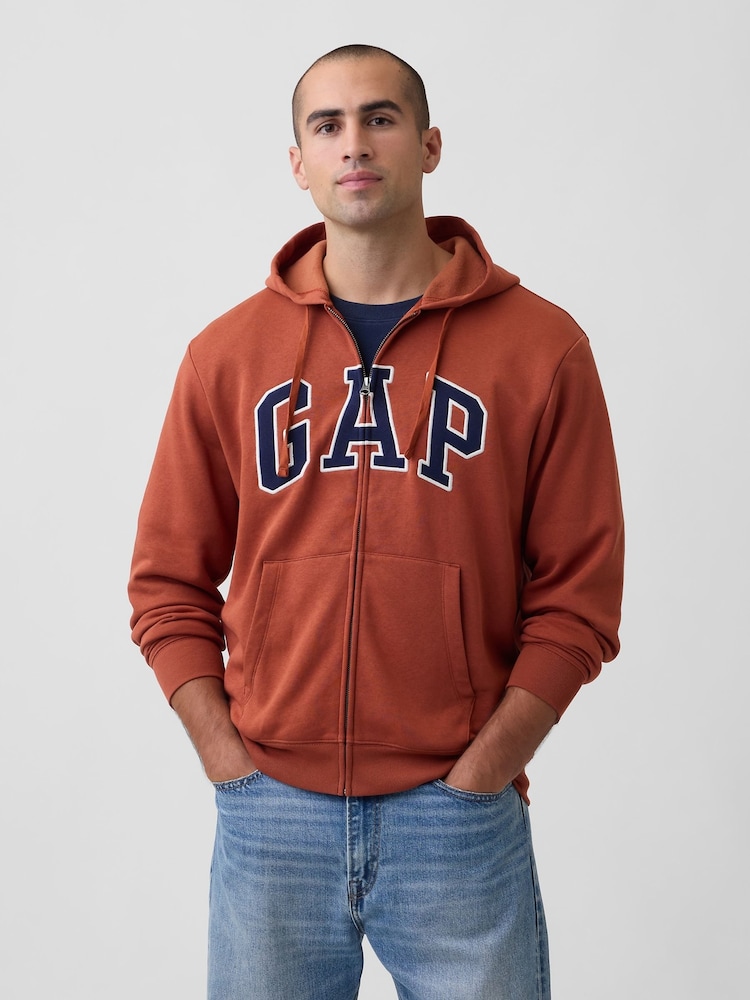 Gap Burnt Orange Relaxed Logo Zip Hoodie - Image 1 of 4 Gap Burnt Orange Relaxed Logo Zip Hoodie - Image 1 of 4