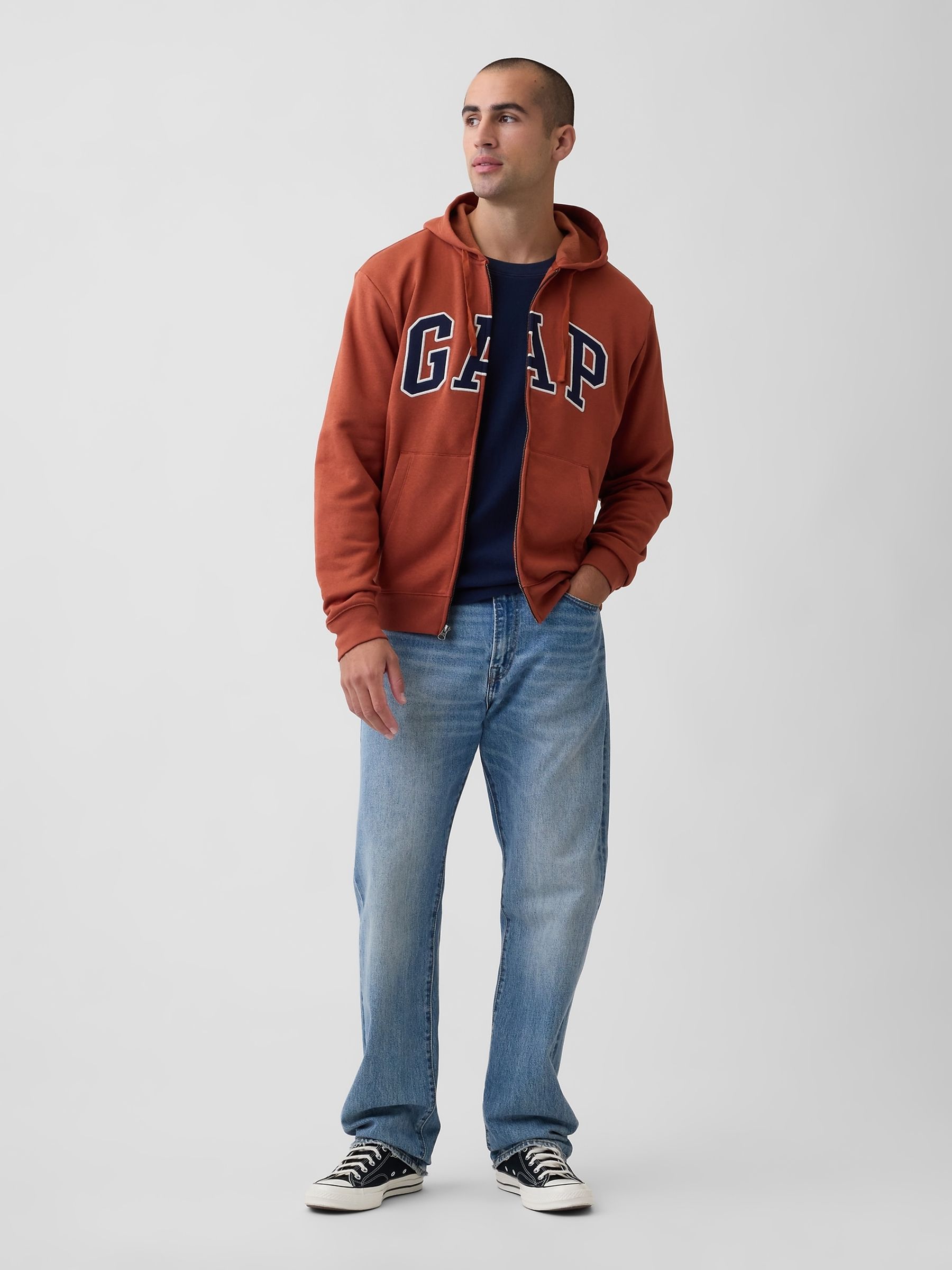 Buy Gap Burnt Orange Relaxed Logo Zip Hoodie from Next Ireland