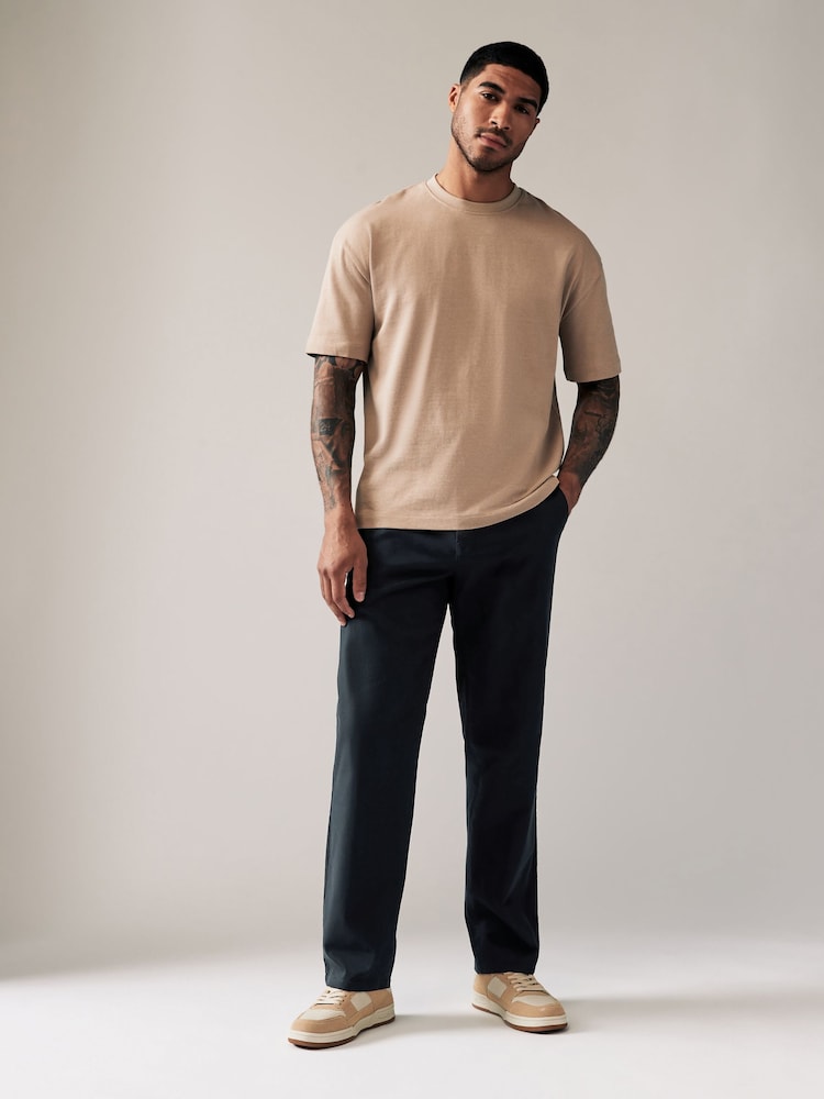 Navy Blue Relaxed Fit Stretch Chinos Trousers - Image 2 of 9