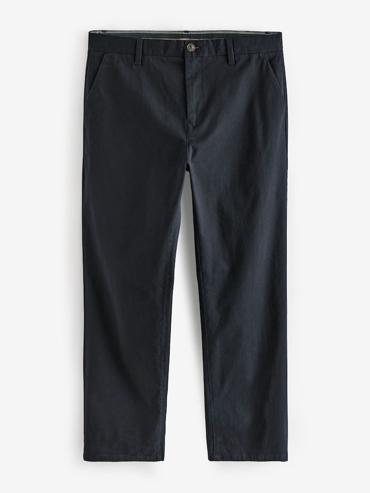 Navy Blue Relaxed Fit Stretch Chinos Trousers - Image 6 of 9