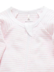 Purebaby Light Pink 100% Cotton Zip Baby Sleepsuits 2 Pack - Image 2 of 6