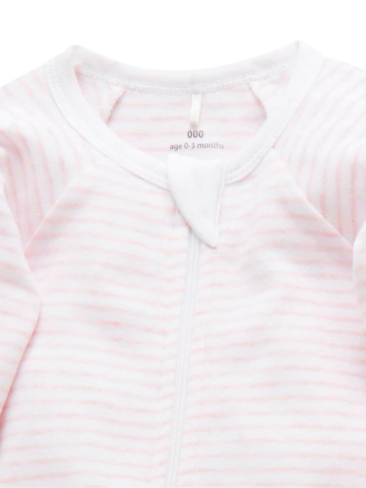 Purebaby Light Pink 100% Cotton Zip Baby Sleepsuits 2 Pack - Image 2 of 6
