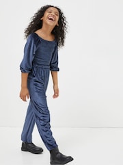 FatFace Blue Emily Velvet Jumpsuit - Image 3 of 5