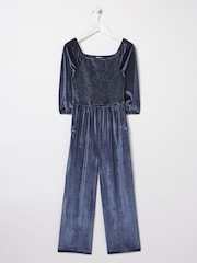 FatFace Blue Emily Velvet Jumpsuit - Image 5 of 5