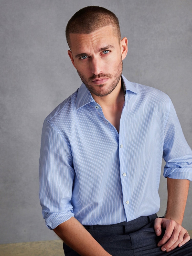 Light Blue Stripe Signature Trimmed Shirt - Image 1 of 8