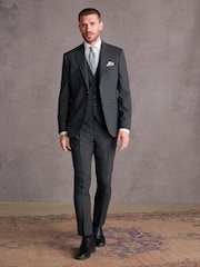 Gris de charbon de bois - Coupe ajustée Signature Pantalon de costume Tollegno - Image 3 of 9