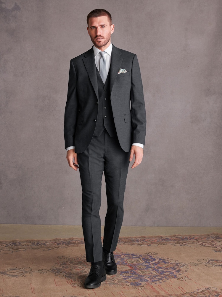 Gris de charbon de bois - Coupe ajustée Signature Pantalon de costume Tollegno - Image 3 of 9