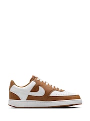 Nike Brown/White Court Vision Low Trainers - Image 1 of 9
