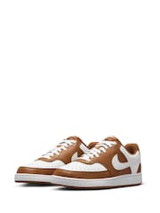 Nike Brown/White Court Vision Low Trainers - Image 3 of 9