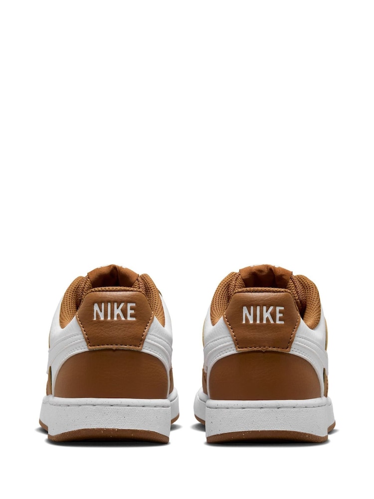 Nike Brown/White Court Vision Low Trainers - Image 4 of 9