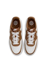 Nike Brown/White Court Vision Low Trainers - Image 5 of 9