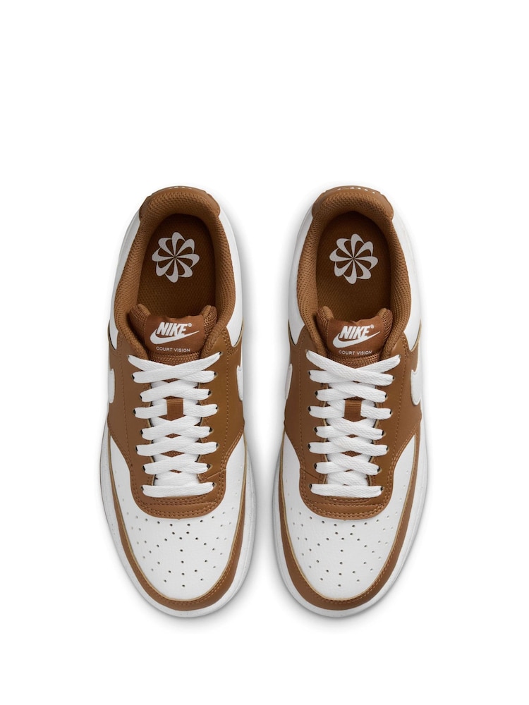 Nike Brown/White Court Vision Low Trainers - Image 5 of 9