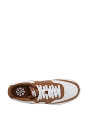 Nike Brown/White Court Vision Low Trainers - Image 6 of 9