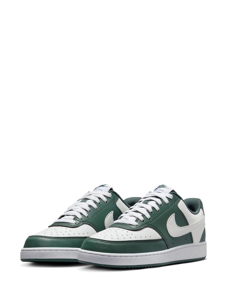 Nike Green/White Court Vision Low Trainers - Image 3 of 9