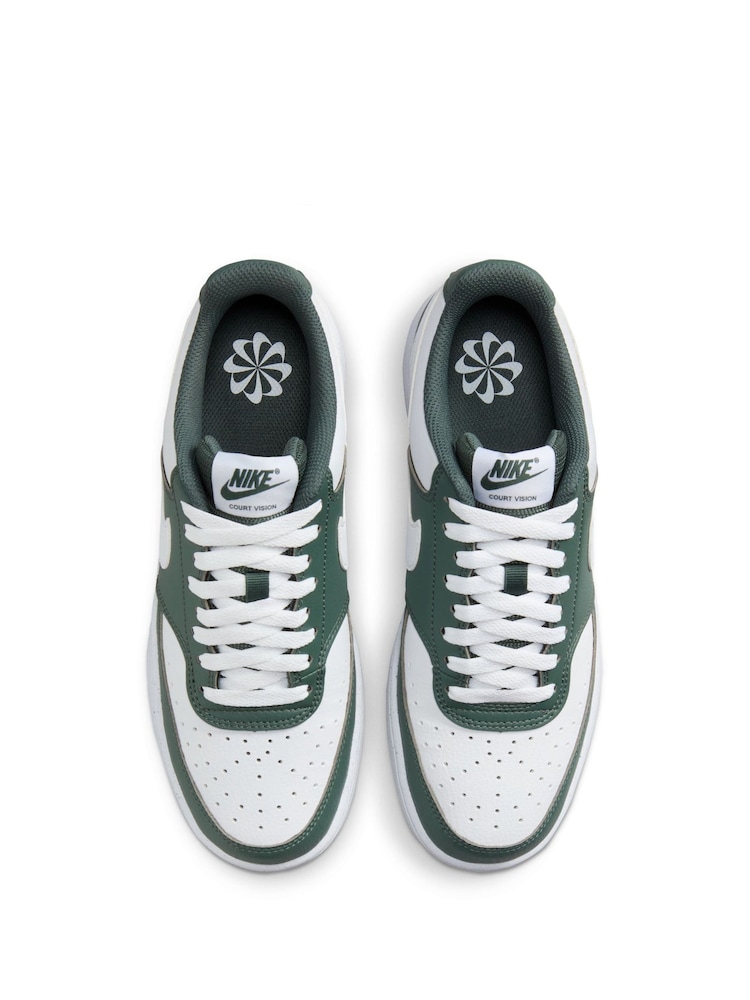 Nike Green/White Court Vision Low Trainers - Image 5 of 9