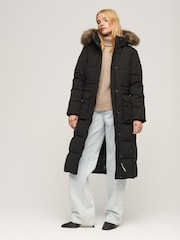Superdry Black Everest Longline Puffer Coat - Image 1 of 6