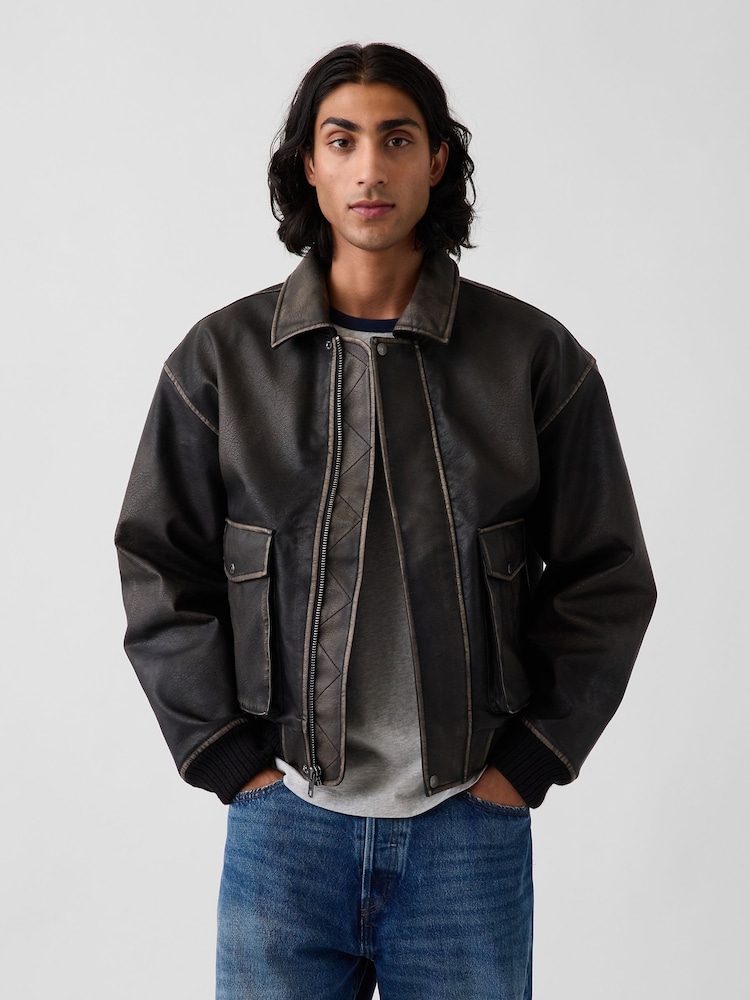 Gap Faux Leather Bomber Jacket - Εικόνα 1 από 4