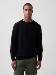 Μαύρο - Gap Garter-Stitch Crew Neck Jumper - Εικόνα 1 από 5