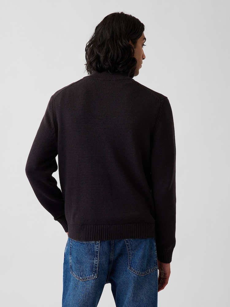 Gap Black Relaxed Quarter-Zip Jumper - Image 2 of 4 Gap Black Relaxed Quarter-Zip Jumper - Image 2 of 4