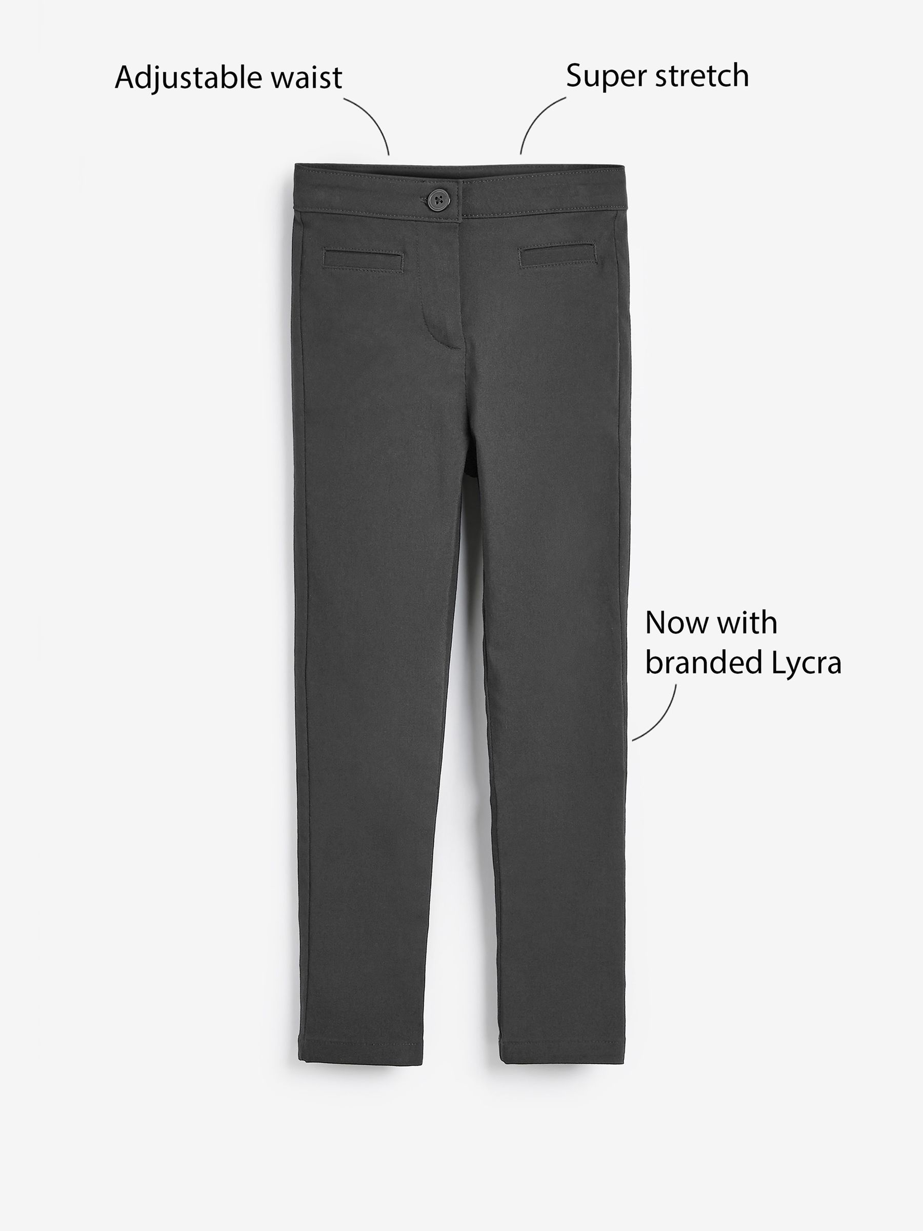 Buy Charcoal Grey Regular Length School Skinny Stretch