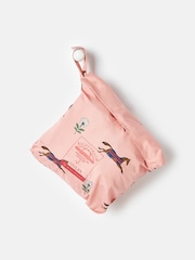 Joules Girls' Rainford Pink Horse Waterproof Packable Raincoat With Hood - Image 4 of 6