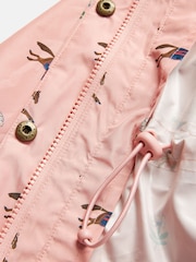 Joules Girls' Rainford Pink Horse Waterproof Packable Raincoat With Hood - Image 5 of 6