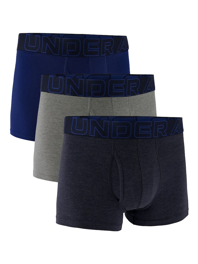 Under Armour Navy Blue 100% Cotton Performance Boxers 3 Pack - Image 1 of 3