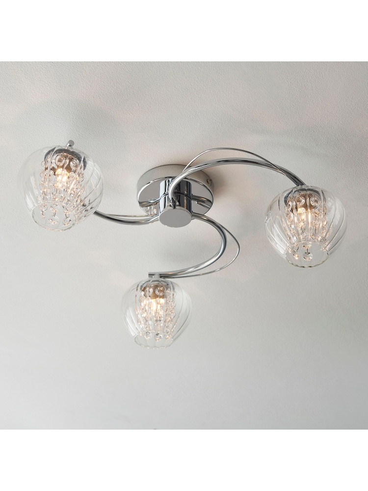 Gallery Home Chrome Digby 3 Bulb Ceiling Light - Image 1 of 2