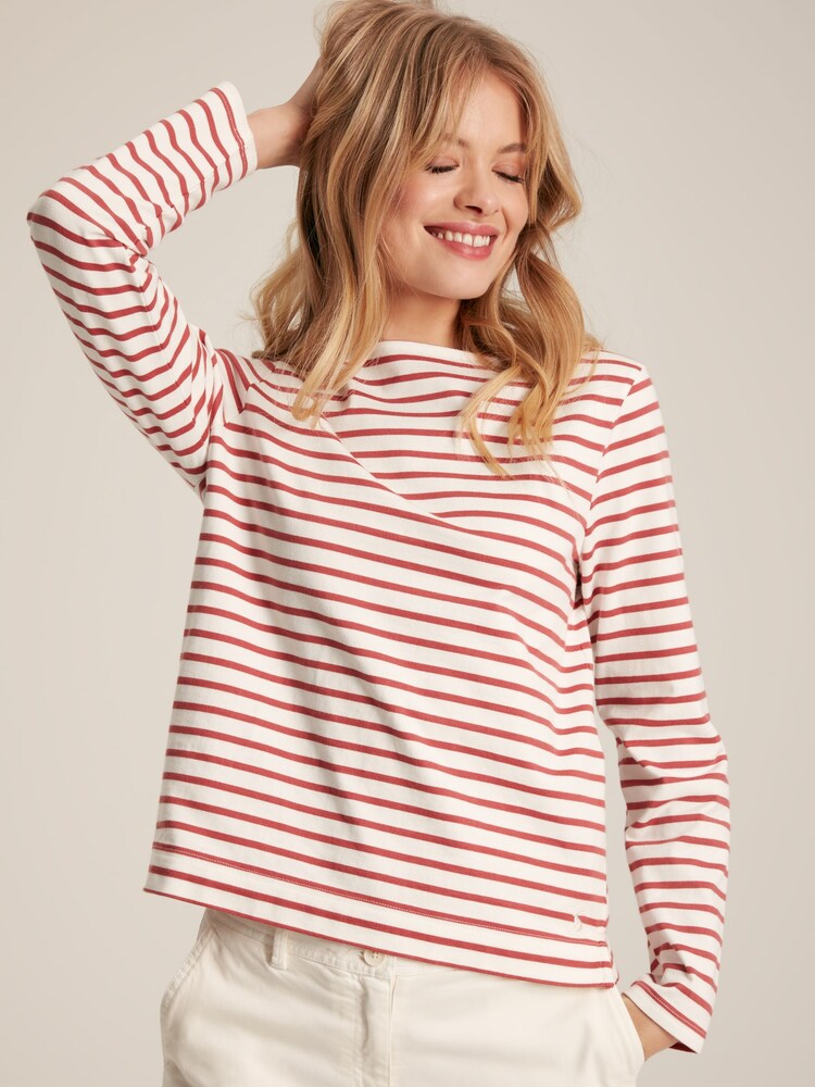 Joules Harbour Pink Striped Long Sleeve Breton Top - Image 1 of 6