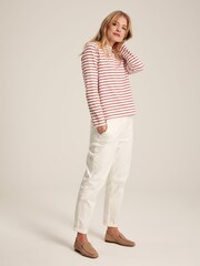 Joules Harbour Pink Striped Long Sleeve Breton Top - Image 3 of 6