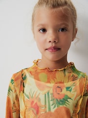 Vincent Van Gogh Yellow Sunflower APOH Long Sleeve Mesh Top (3-16yrs) - Image 5 of 8