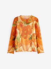 Vincent Van Gogh Yellow Sunflower APOH Long Sleeve Mesh Top (3-16yrs) - Image 6 of 8