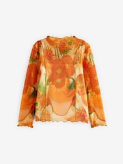 Vincent Van Gogh Yellow Sunflower APOH Long Sleeve Mesh Top (3-16yrs) - Image 7 of 8