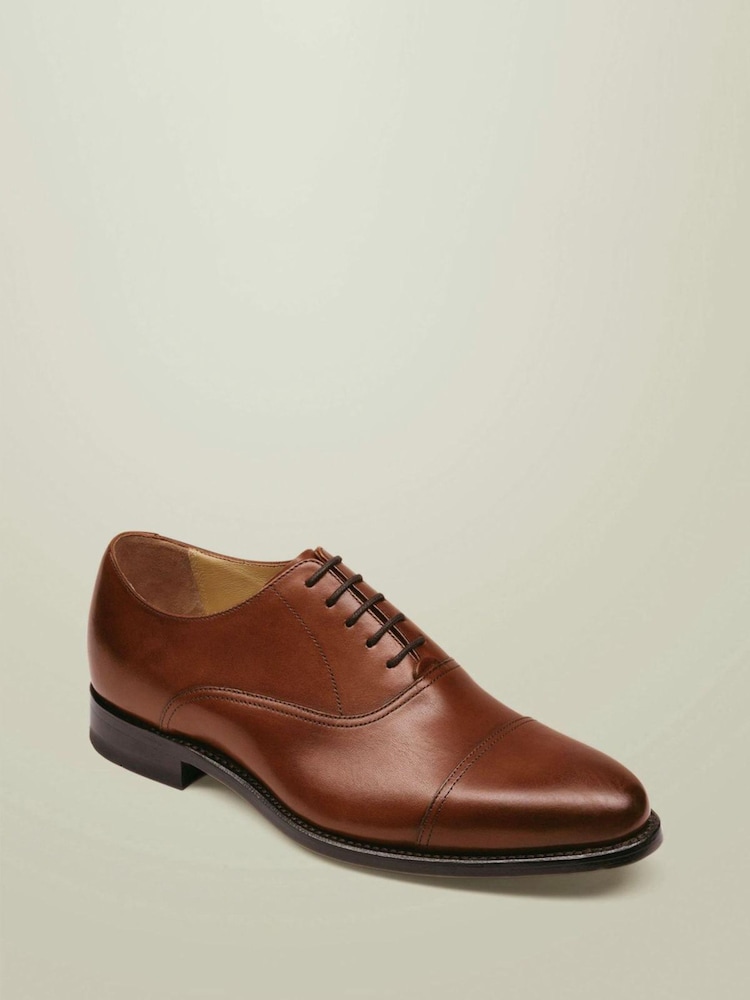 Charles Tyrwhitt Şabalıdı Qəhvəyi Dəri Oksford Ayaqqabıları - 5şəkildən 2 şəkil