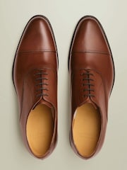 Charles Tyrwhitt Şabalıdı Qəhvəyi Dəri Oksford Ayaqqabıları - 5şəkildən 4 şəkil