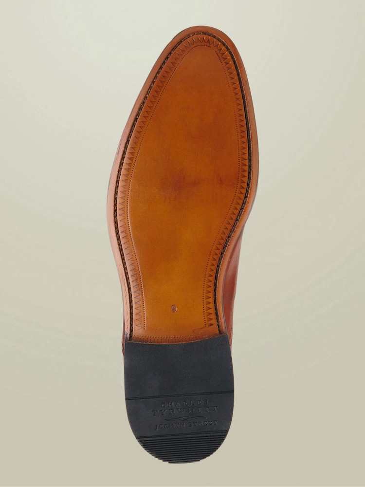 Charles Tyrwhitt Şabalıdı Qəhvəyi Dəri Oksford Ayaqqabıları - 5şəkildən 5 şəkil