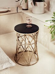 French Connection Mango Wood and Jute Chamak Side Table - Image 1 of 5
