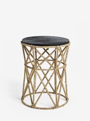 French Connection Mango Wood and Jute Chamak Side Table - Image 4 of 5