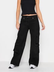 PixieGirl Petite Black Multi Pocket Loose Cargo Trousers - Image 4 of 6