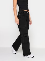 PixieGirl Petite Black Multi Pocket Loose Cargo Trousers - Image 5 of 6
