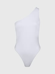 Calvin Klein Core Archive One Shoulder One Piece White Swimsuit - Image 4 of 4