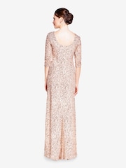 Adrianna Papell Natural 3/4 Sleeve Beaded Mermaid Gown - Image 2 of 4