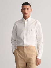 GANT White Regular Fit Classic Oxford Logo 100% Cotton Shirt - Image 4 of 8
