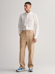 GANT White Regular Fit Classic Oxford Logo 100% Cotton Shirt - Image 6 of 8