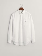 GANT White Regular Fit Classic Oxford Logo 100% Cotton Shirt - Image 8 of 8
