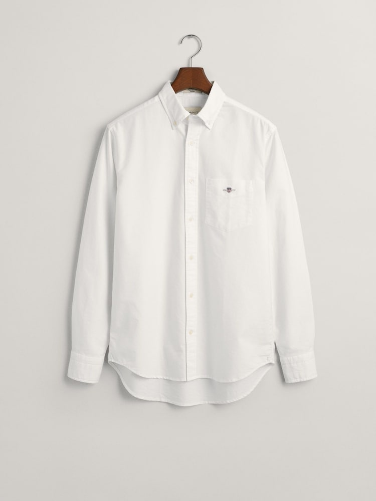 GANT White Regular Fit Classic Oxford Logo 100% Cotton Shirt - Image 8 of 8